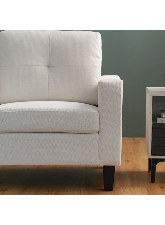 DANUBE HOME Supreme 1 Seater Fabric Sofa Armchair Modern Design Single Seater Accent Chair Comfortable Living Room Furniture L91Xw80Xh88Cm - Cream - Image 3