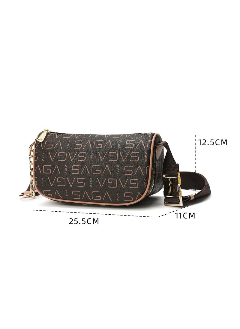 SAGA Saga - Elegance Designer Crossbody Bag - Chic Logo Embossed Shoulder Purse with Gold-Tone Hardware, Versatile & Compact, Perfect for Everyday Elegance  - Image 1