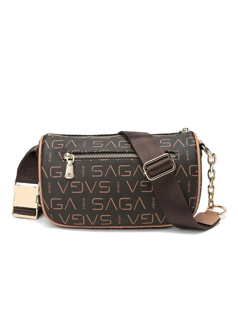 SAGA Saga - Elegance Designer Crossbody Bag - Chic Logo Embossed Shoulder Purse with Gold-Tone Hardware, Versatile & Compact, Perfect for Everyday Elegance  - Image 2