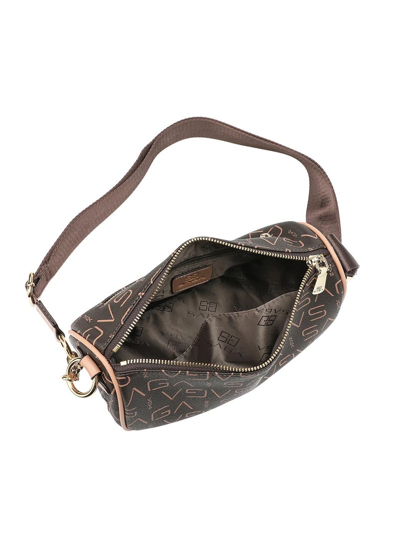 SAGA Saga - Elegance Designer Crossbody Bag - Chic Logo Embossed Shoulder Purse with Gold-Tone Hardware, Versatile & Compact, Perfect for Everyday Elegance  - Image 4
