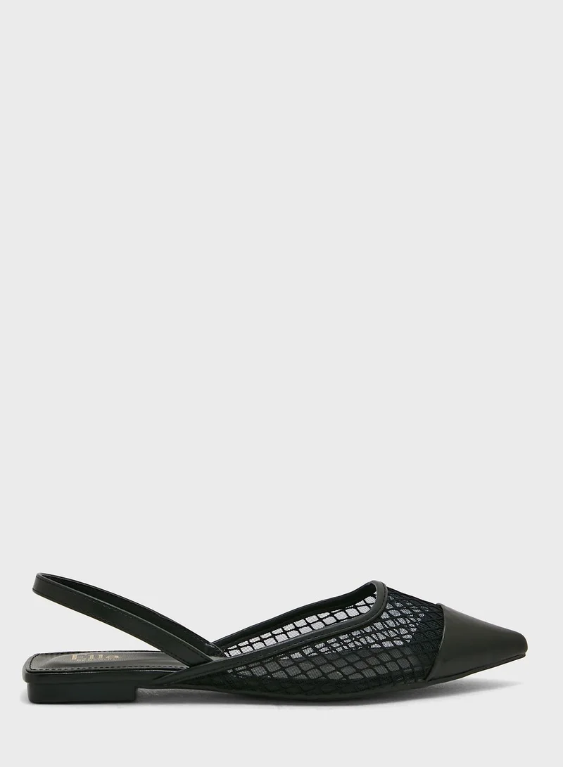 ELLA Net Detail Pointed Flat Shoe