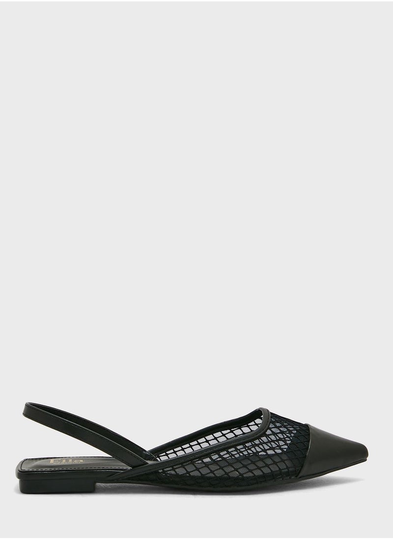 ELLA - Net Detail Pointed Flat Shoe - Image 1