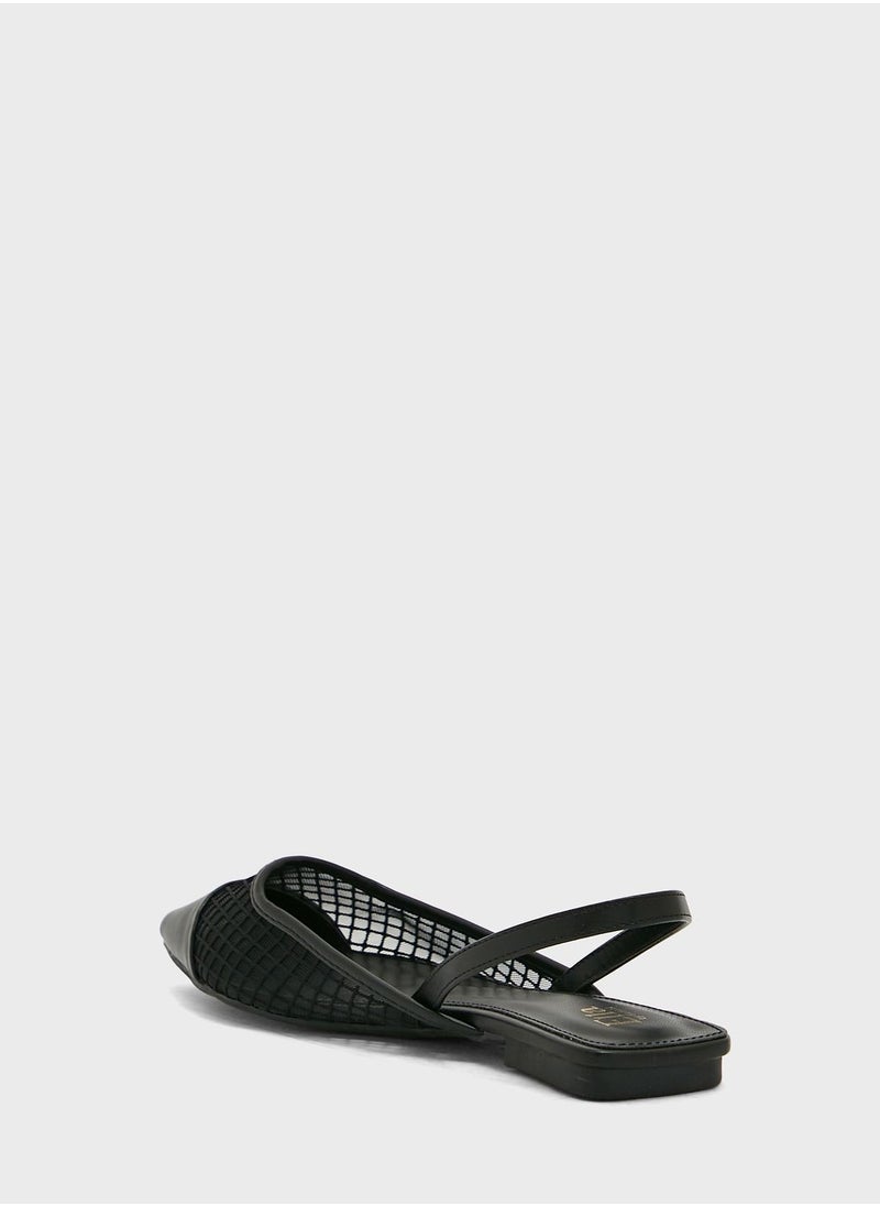 ELLA - Net Detail Pointed Flat Shoe - Image 1