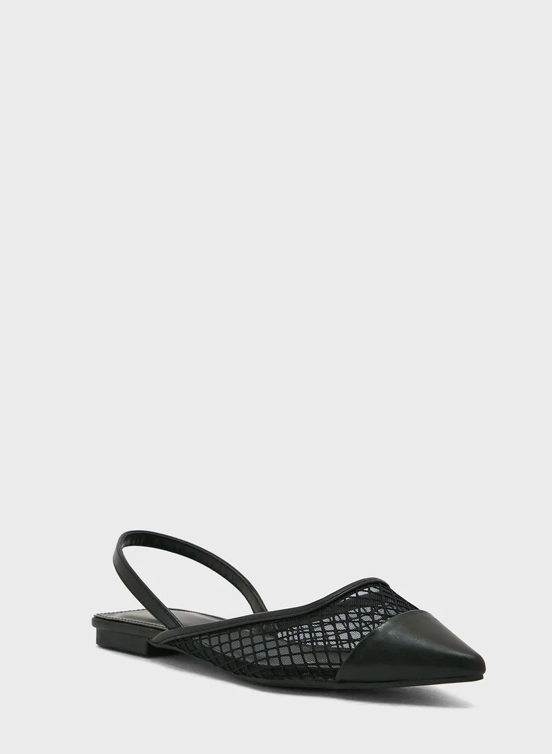 ELLA Net Detail Pointed Flat Shoe