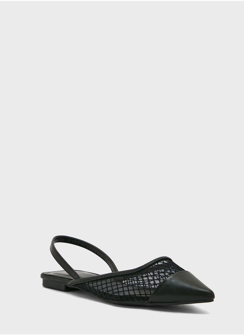 ELLA - Net Detail Pointed Flat Shoe - Image 1