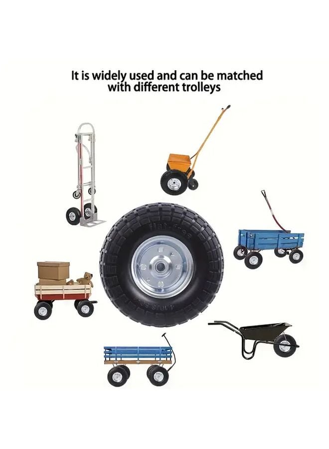 قطعتان من الإطارات المطاطية الصلبة السوداء مقاس 10 بوصة مع محور 5/8 لعربات الغوريلا والعربات اليدوية - Image 3