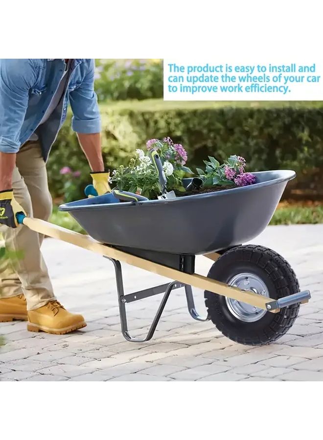 قطعتان من الإطارات المطاطية الصلبة السوداء مقاس 10 بوصة مع محور 5/8 لعربات الغوريلا والعربات اليدوية - Image 5