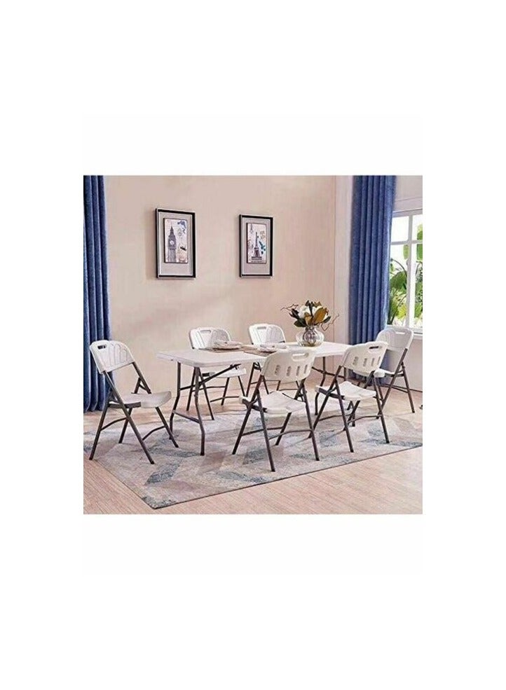 Promass Foldable Dinning Table White/Grey 180x75x74cm - Image 3