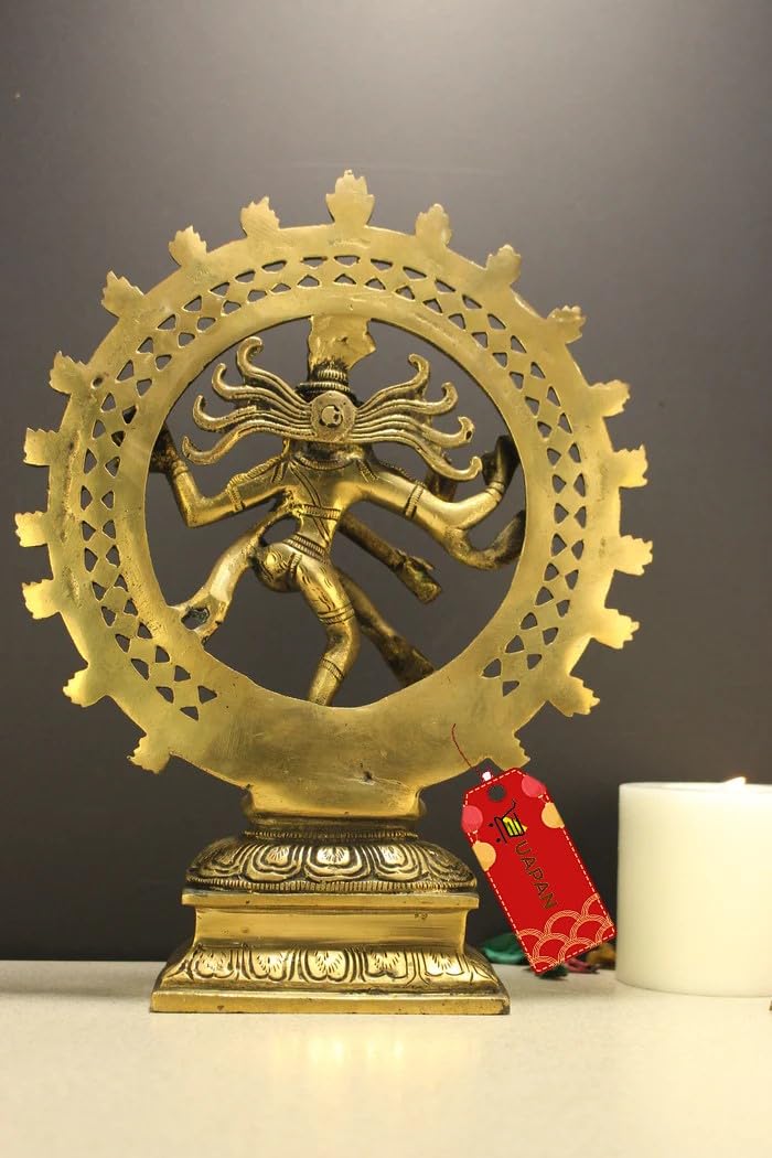 UAPAN Brass Shiva Dancing Natraj Statue Showpiece Handcrafted Sculpture for Home and Temple and Dancing Idol (9 Inch) - Image 3
