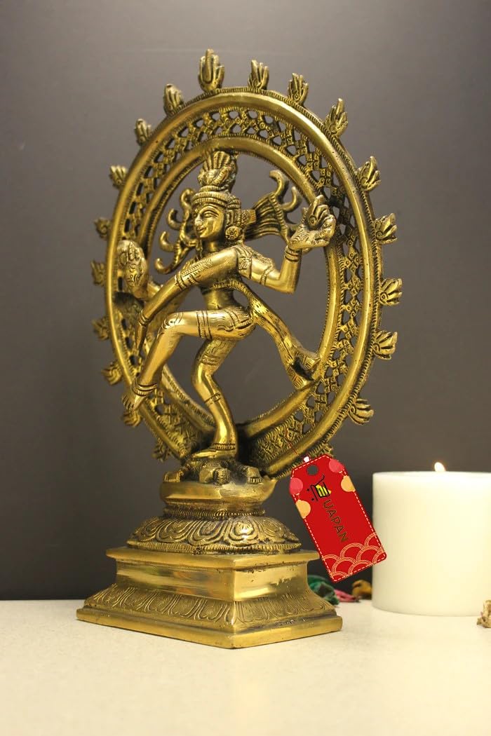 UAPAN Brass Shiva Dancing Natraj Statue Showpiece Handcrafted Sculpture for Home and Temple and Dancing Idol (9 Inch) - Image 4