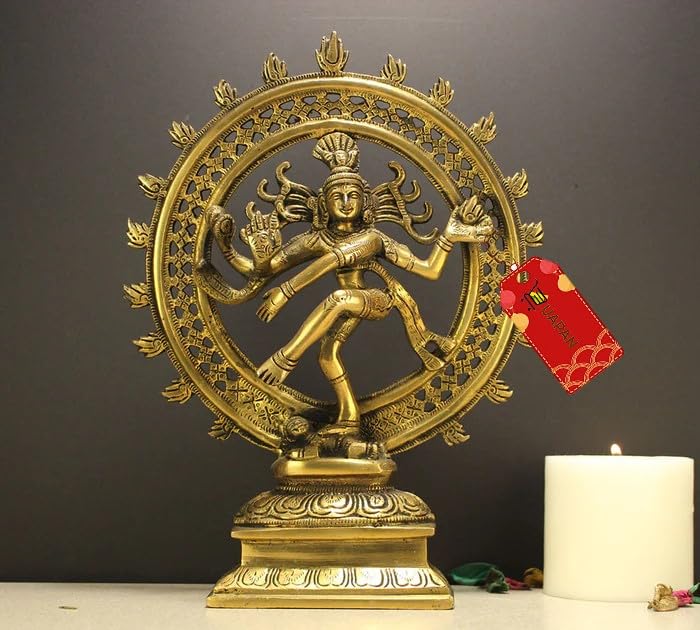 UAPAN Brass Shiva Dancing Natraj Statue Showpiece Handcrafted Sculpture for Home and Temple and Dancing Idol (9 Inch) - Image 1