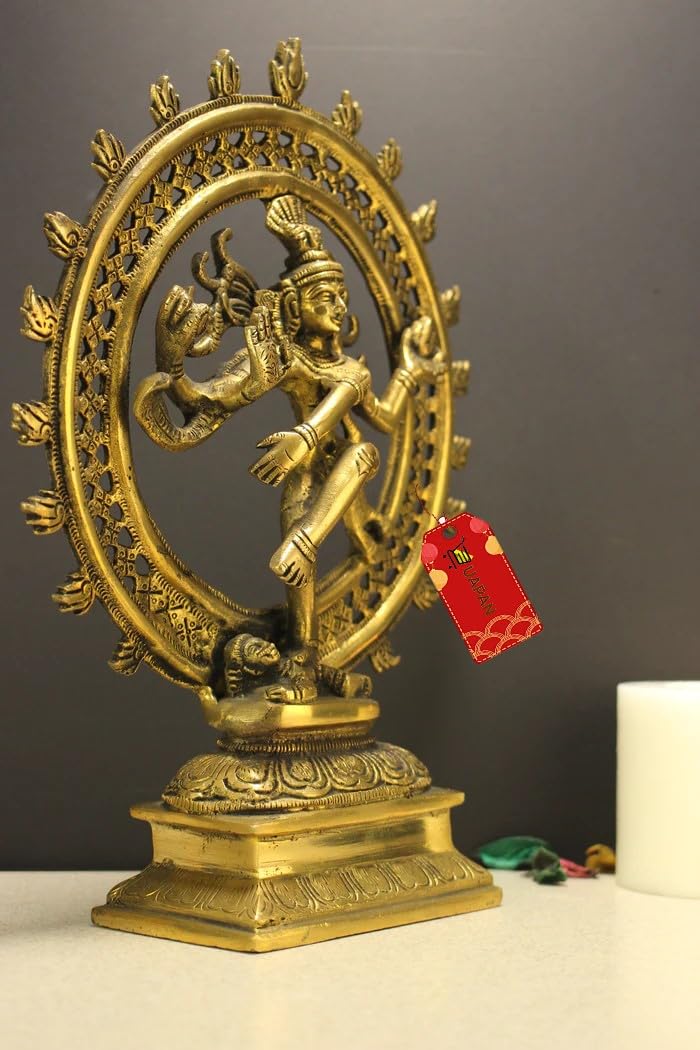 UAPAN Brass Shiva Dancing Natraj Statue Showpiece Handcrafted Sculpture for Home and Temple and Dancing Idol (9 Inch) - Image 2