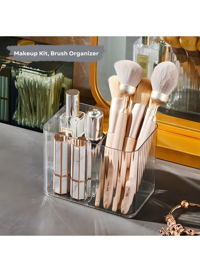 KREPS® Cosmetic And Makeup Organizer Box, Cotton Swabs Storage with Lid,Makeup Pad Holder, Bathroom Canister Multipurpose Box Divided for Face Brush Pens. (Green) (TRANS 1) - Image 4
