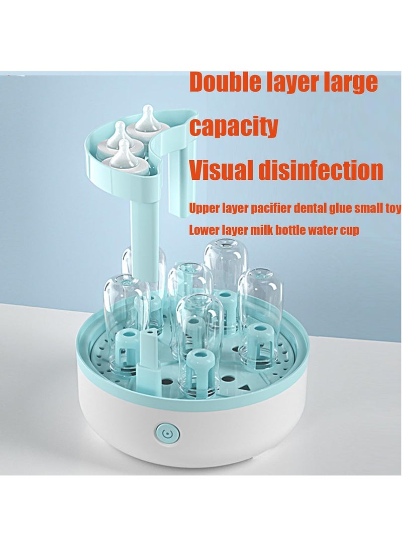 Generic - Bottle Sterilizer, Double Layer Baby Bottle Steam Sterilizer Sanitizer with Cleaning Brush Set For for Baby Bottles, Pacifiers , Large Capacity And 99.99% Cleaned In 8 Mins, 360 Degree High Temperature - Image 1