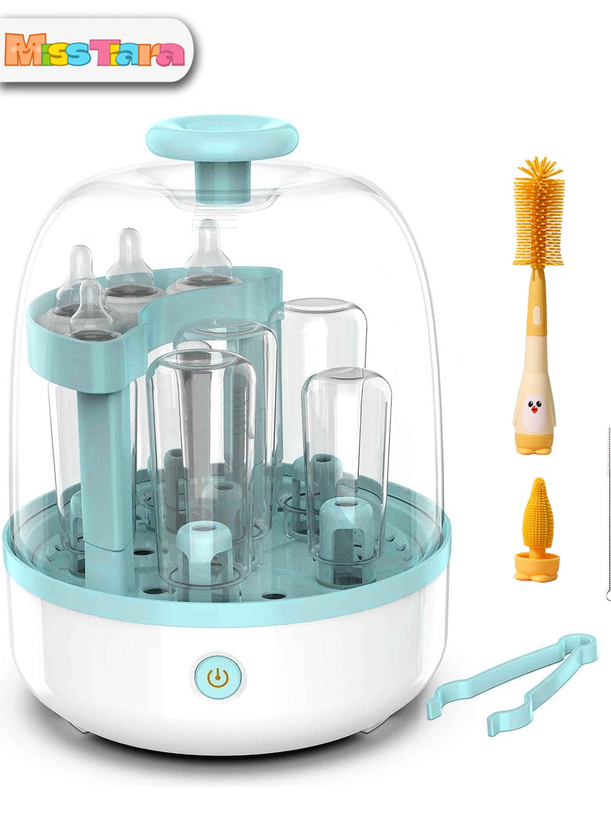 Double layer Baby Bottle Steam Sterilizer Sanitizer for Baby Bottles Pacifiers Breast Pumps Teething toys Large Capacity and 99.99% Cleaned in 8 Mins 360 Degree high Temperature Steam BottleSterilizer 