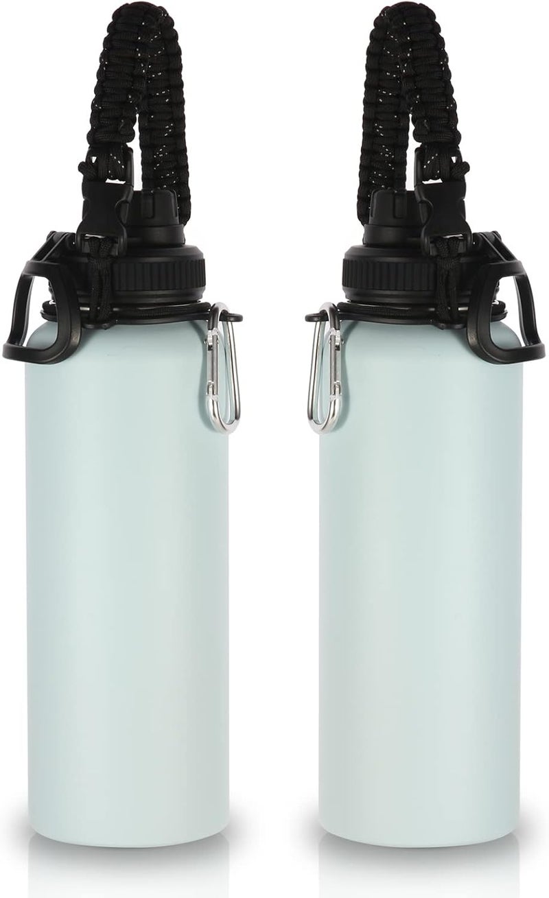 Volhoply Insulated Water Bottles Bulk 2 Pack, 40 oz Stainless Steel Bottle with Paracord Handle & Spout Lid, Double Walled Metal Water Cups with Wide Mouth, Reusable Big jug for Adults(Fog,2 Set) - Image 1