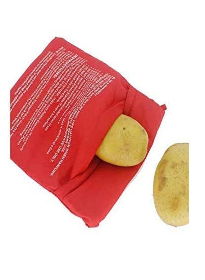 SYBL 4 Pcs Reusable Red Microwave Potato Bag Potato Cooker Potato Baking Pouch Perfect Bake Potatoes Just in 4 Minutes - Image 4