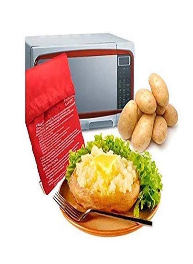 SYBL 4 Pcs Reusable Red Microwave Potato Bag Potato Cooker Potato Baking Pouch Perfect Bake Potatoes Just in 4 Minutes - Image 5