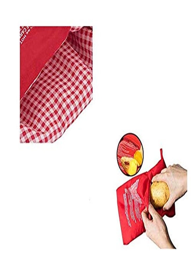 SYBL 4 Pcs Reusable Red Microwave Potato Bag Potato Cooker Potato Baking Pouch Perfect Bake Potatoes Just in 4 Minutes - Image 3