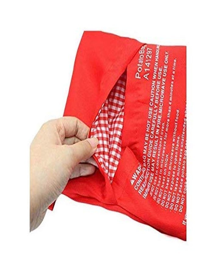 SYBL 4 Pcs Reusable Red Microwave Potato Bag Potato Cooker Potato Baking Pouch Perfect Bake Potatoes Just in 4 Minutes - Image 2