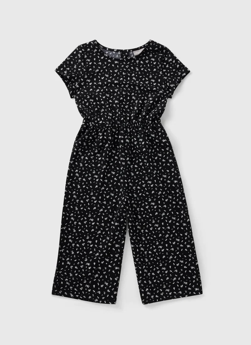 Matalan Girls Black Ditsy Jumpsuit