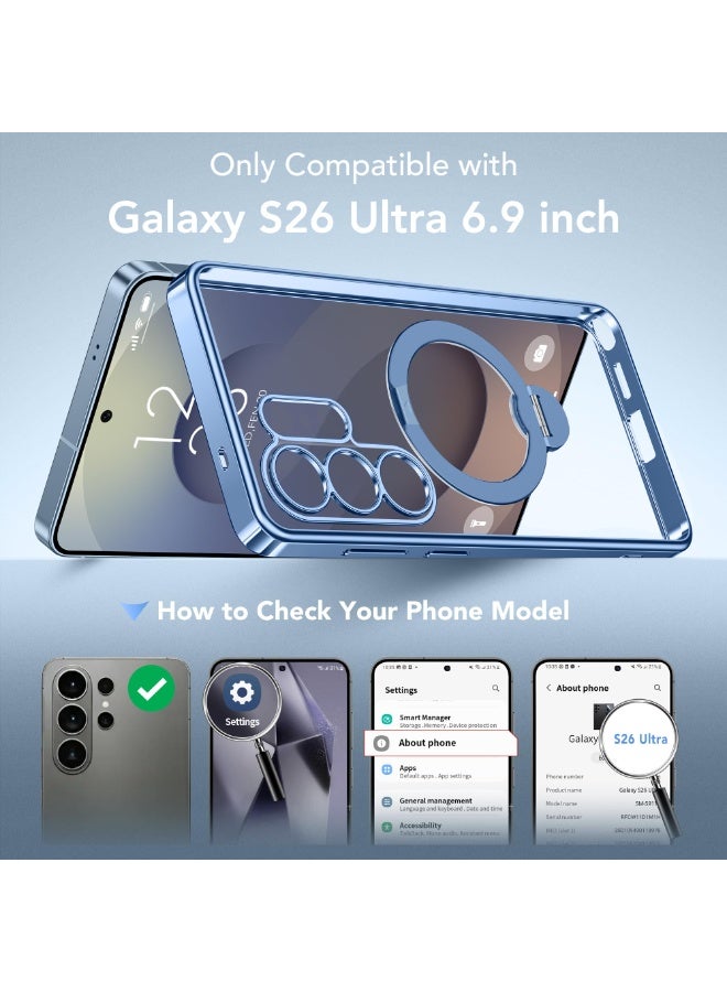 GolbinBox Magnetic for Samsung Galaxy S26 Ultra Case with 360° Spin Stand,[Compatible with MagSafe][Military Drop Protection] Shockproof Phone Cover for AI Galaxy S26 Ultra with Kickstand(Sky Blue/Clear) - Image 4