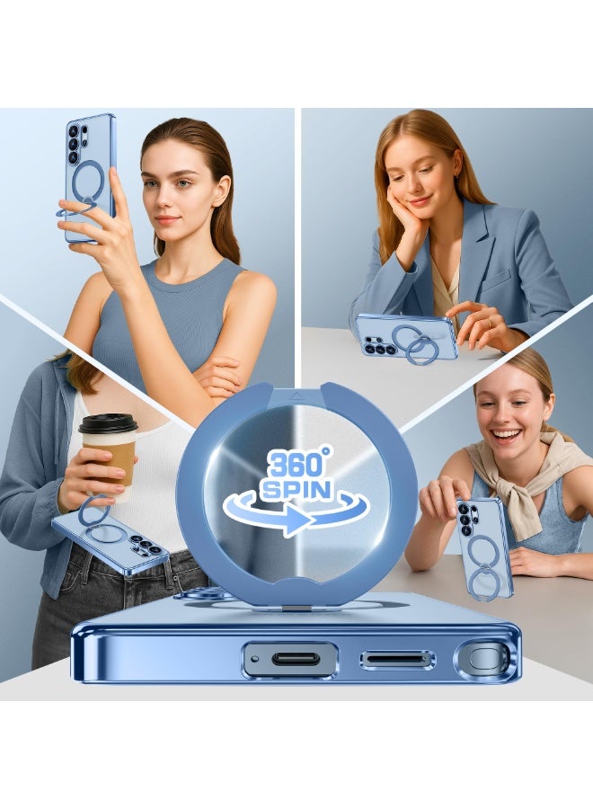 GolbinBox Magnetic for Samsung Galaxy S26 Ultra Case with 360° Spin Stand,[Compatible with MagSafe][Military Drop Protection] Shockproof Phone Cover for AI Galaxy S26 Ultra with Kickstand(Sky Blue/Clear) - Image 3