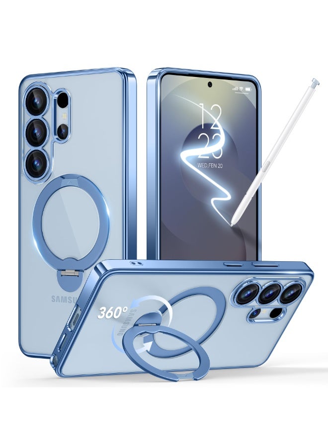 GolbinBox Magnetic for Samsung Galaxy S26 Ultra Case with 360° Spin Stand,[Compatible with MagSafe][Military Drop Protection] Shockproof Phone Cover for AI Galaxy S26 Ultra with Kickstand(Sky Blue/Clear) - Image 1
