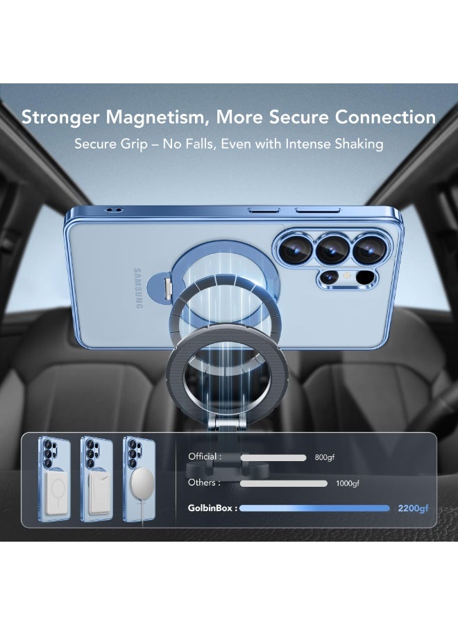 GolbinBox Magnetic for Samsung Galaxy S26 Ultra Case with 360° Spin Stand,[Compatible with MagSafe][Military Drop Protection] Shockproof Phone Cover for AI Galaxy S26 Ultra with Kickstand(Sky Blue/Clear) - Image 2