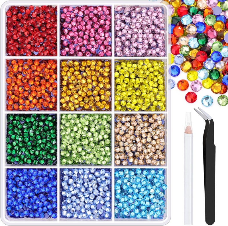 TINKRSTUFF 9000Pcs Hotfix Rhinestones for Clothing, Multicolors SS10 Iron On Flatback Glass Gems, Bedazzler Crystals Rhinestones for Crafting Clothes Hats Shoes Fabric Bedazzling Decor Nail Art - Image 1
