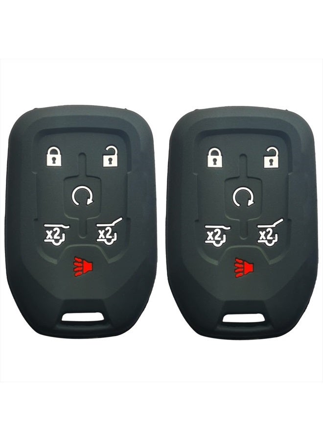 Coolbestda 2Pcs Coolbestda Silicone 6Button Smart Key Cover Fob Glove Pouch Case Remote Skin Keyless Jacket Holder Protector for 2015 2016 2017 2018 2019 2020 Chevrolet Suburban Tahoe GMC Yukon XL  - Image 1