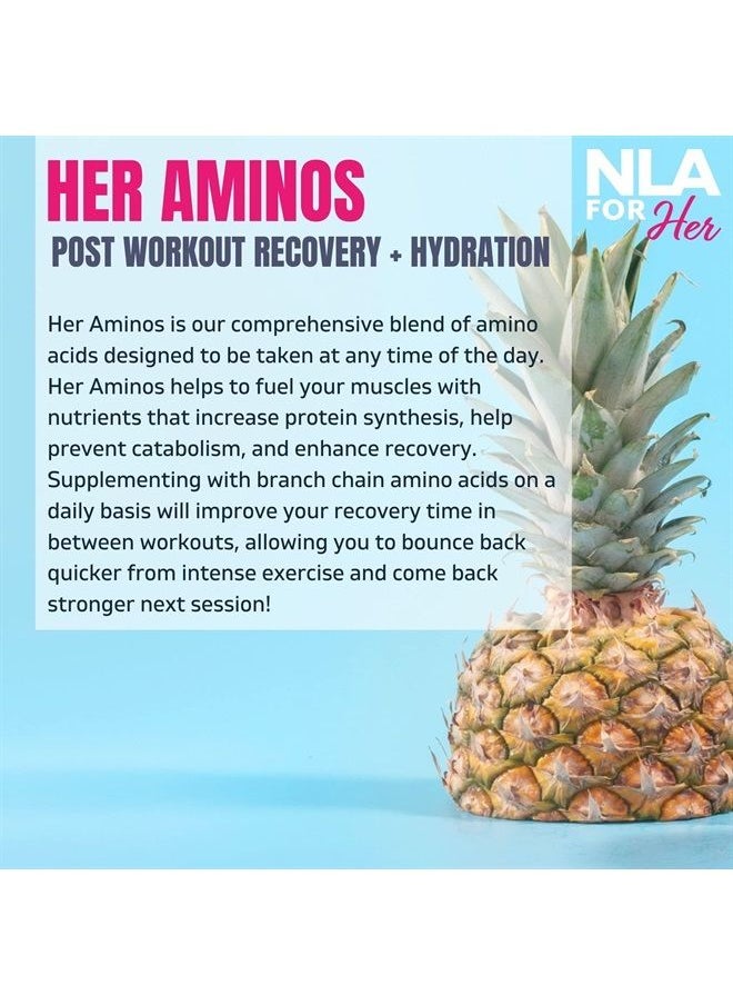 NLA FOR Her Her Aminos - (Maui Pineapple - 30 Servings) - Comprehensive BCAA Amino Acid Blend - Supports Endurance, Helps Build Lean Muscle, Improve Hydration & Enhance Recovery, Vegan, GF, 10 Cals  - Image 1