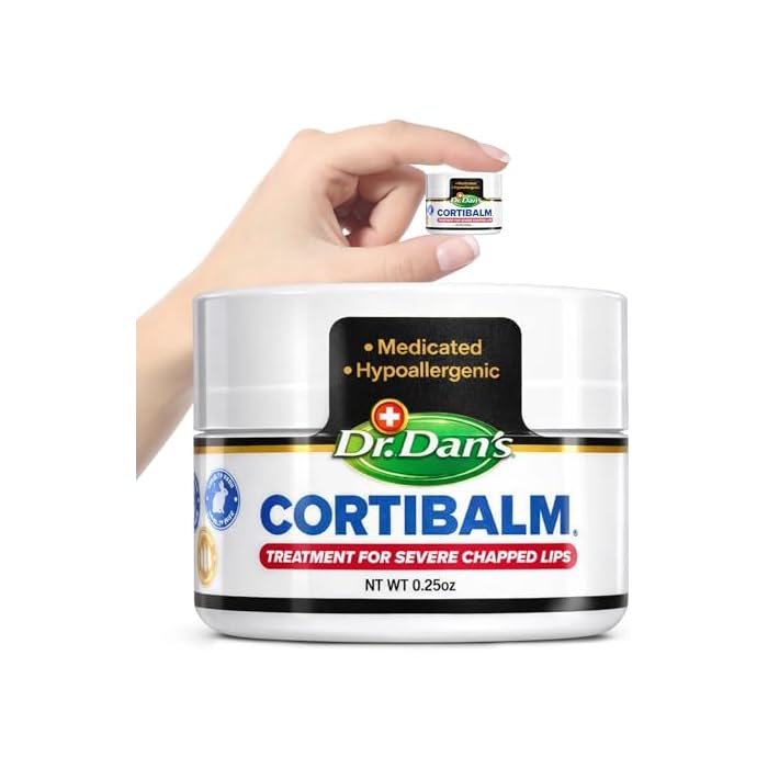 Dr. Dan's Cortibalm Jar - 1 Pack - for Dry Cracked Lips - Healing Lip Balm Jar for Severely Chapped Lips - Designed for Men, Women and Children -