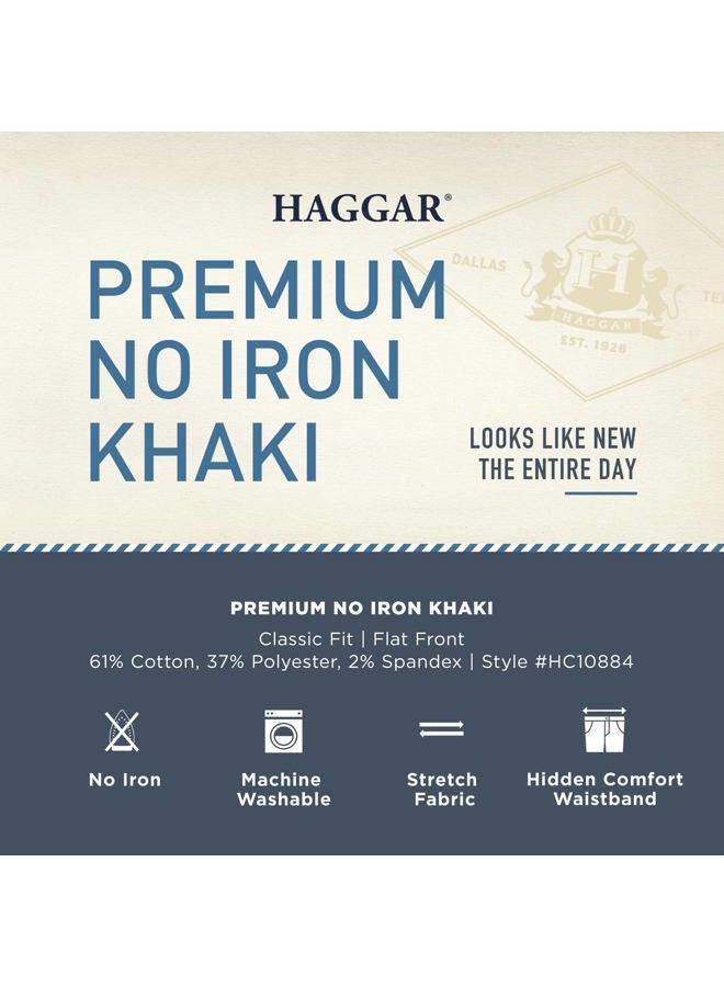 Haggar بنطال رجالي فاخر بدون تجاعيد بخصر قابل للتوسع، سادة من الأمام، بيج، 34W x 36L، أسود، 36W / 34L - Image 4