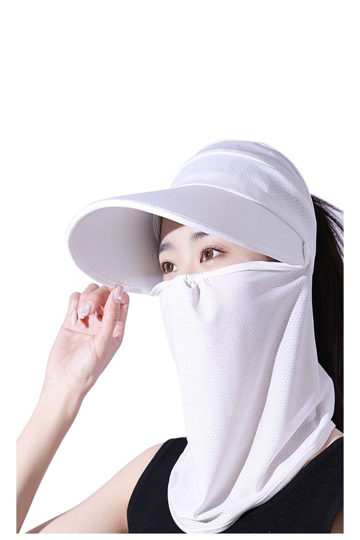 GUSGU قبعة الشمس للمرأة حافة واسعة مع رقبة قابلة للفصل فلاف الوجه للمرأة عالية ذيل الحصان حماية الأشعة فوق البنفسجية حماية الشمس قبعة فيزر للسفر إلى الشاطئ الصيد المشي لمسافات طويلة - Image 4