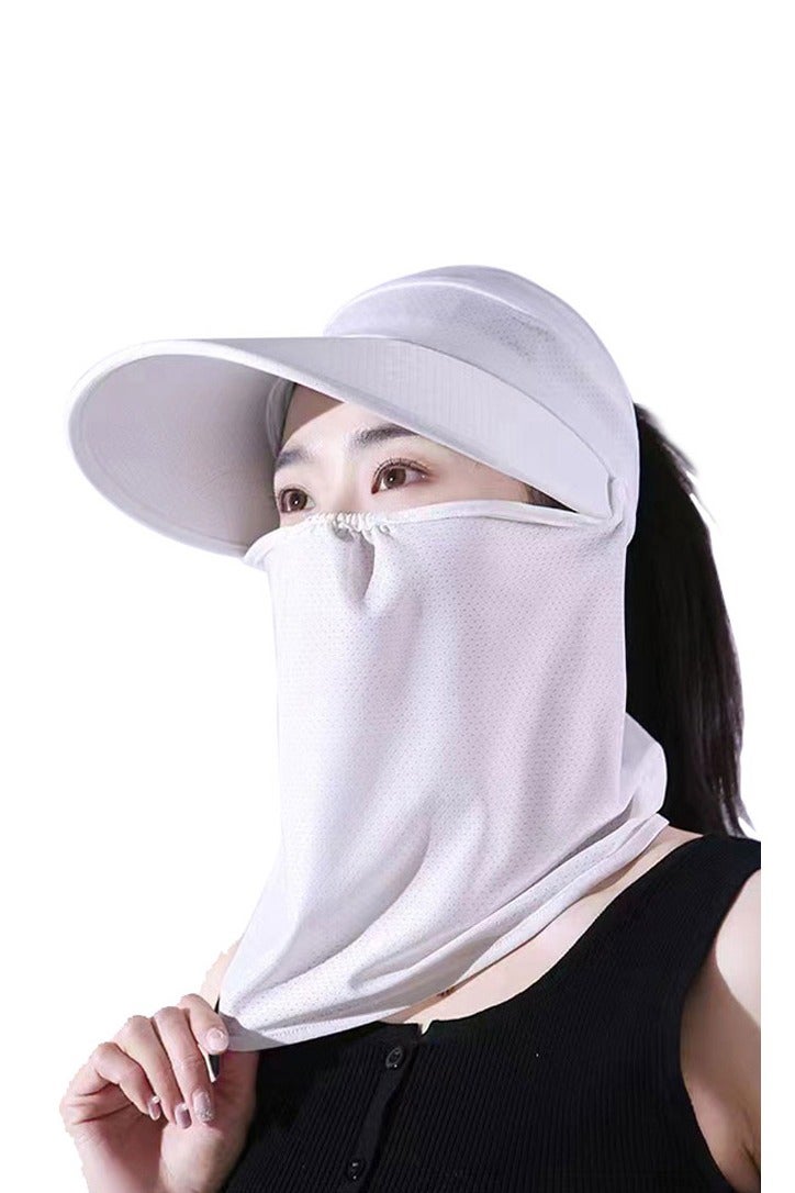 GUSGU قبعة الشمس للمرأة حافة واسعة مع رقبة قابلة للفصل فلاف الوجه للمرأة عالية ذيل الحصان حماية الأشعة فوق البنفسجية حماية الشمس قبعة فيزر للسفر إلى الشاطئ الصيد المشي لمسافات طويلة - Image 1