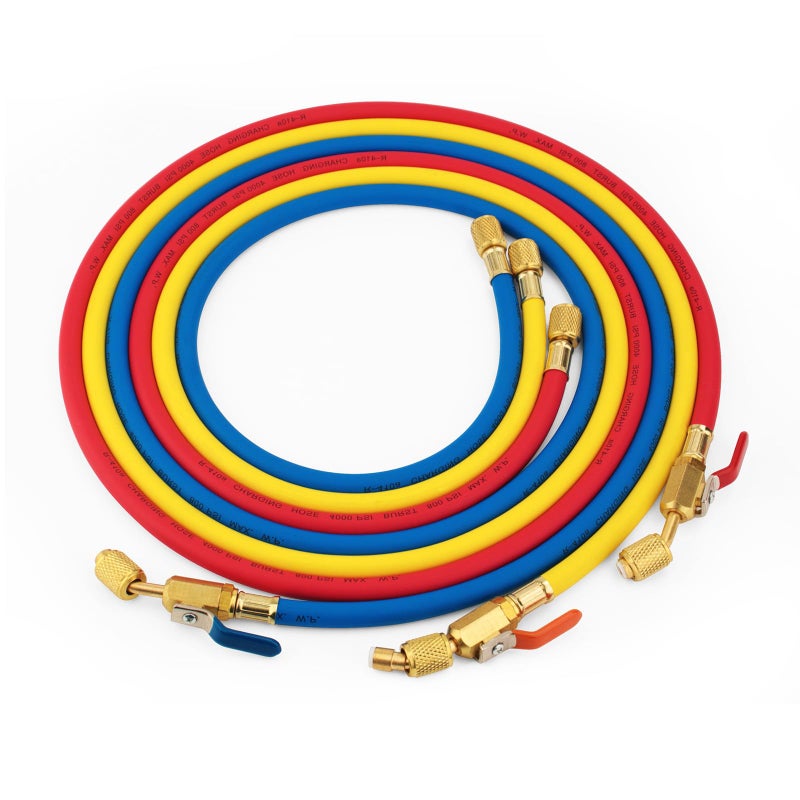 Kscjdg Hvac Hose 29986 Plus II 14 with Compact Ball Valve End Refrigerant Charging Hose 72in Length 3Pack Blue Yellow Red - Image 2
