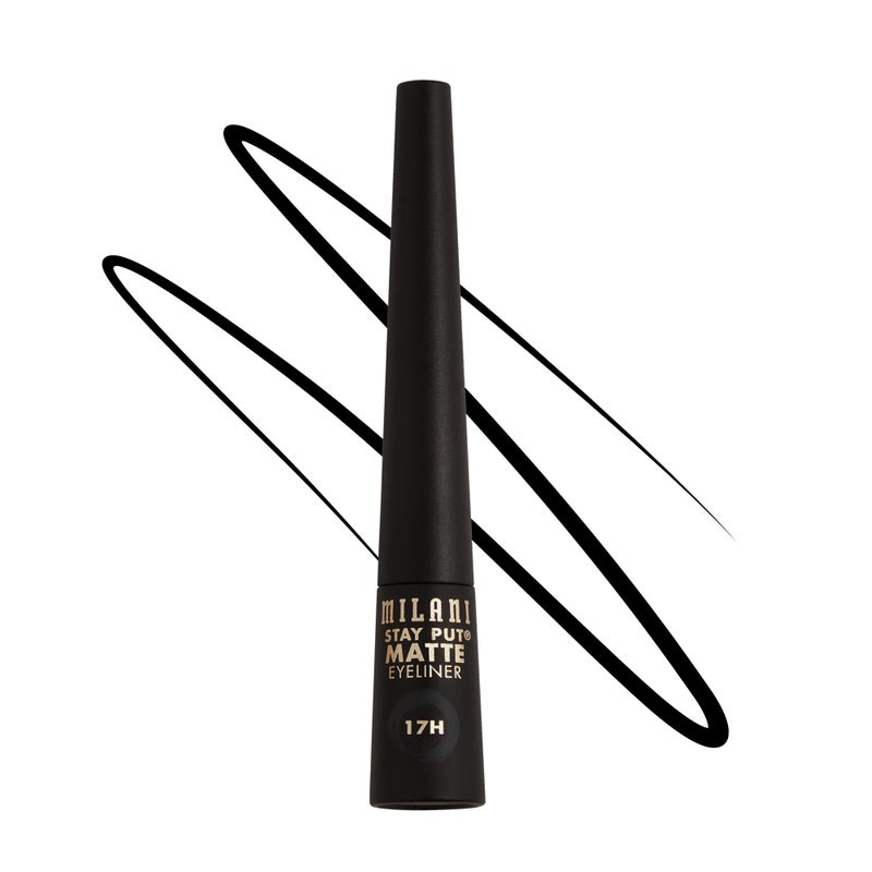 Milani Stay Put Matte 17HR Liquid Eyeliner  Black Matte 009 Fl Oz Vegan CrueltyFree Liquid Eyeliner  Line  Define Eyes with High Pigment Shades for LongLasting Wear