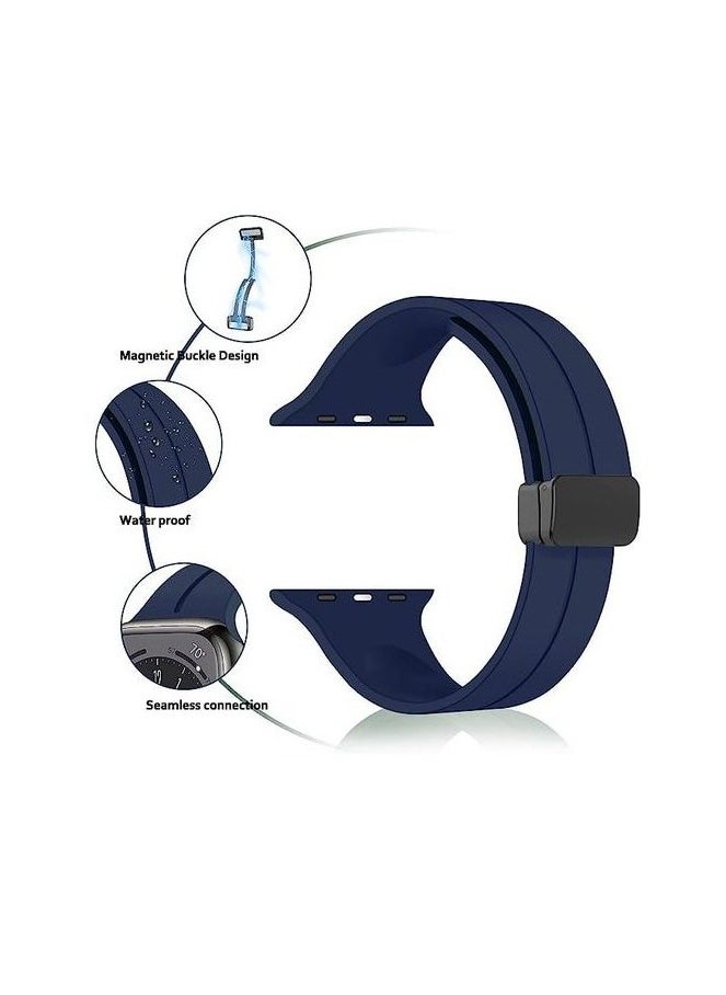 Spigen SPIGEN Midnight Blue Magnetic Silicone Strap for Apple Watch Series 3–9 & Ultra  - Image 3