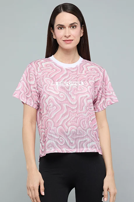 أر أند بي Patterned T-Shirt with Crew Neck and Short Sleeves