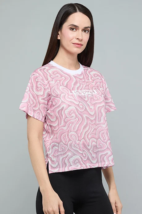 أر أند بي Patterned T-Shirt with Crew Neck and Short Sleeves