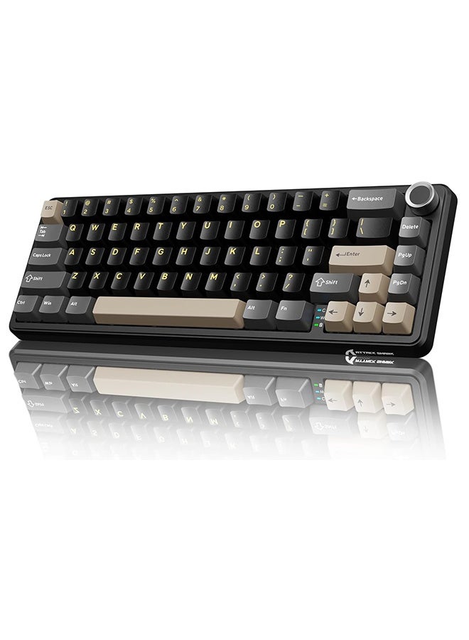 ATTACK SHARK X66 Wireless Mechanical Gaming Keyboard with Knob,Tri Mode USB-C/BT5.0/2.4G Gasket Mounted 60% RGB Gaming Keyboard 66Keys,PBT Keycap, Hot Swappable Custom Strawberry Switch(Star Black)