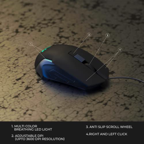 Arctic Fox Wired USB Gaming Mouse with Breathing Lights and DPI Upto 3600 - Image 3
