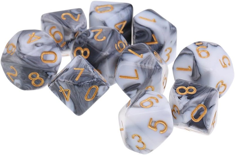 klarako 10 Pieces 16mm 10 Sided Dice  White Gray, 16mm - Image 4