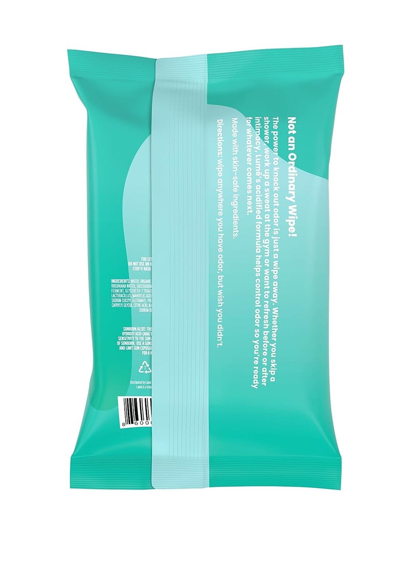 Lume - Lume Acidified Deodorant Wipes - 24 Hour Odor Control - Aluminum Free, Baking Soda Free, Skin Loving - Flushable - 15 Count (Pack of 3) (Cool Cucumber) - Image 1
