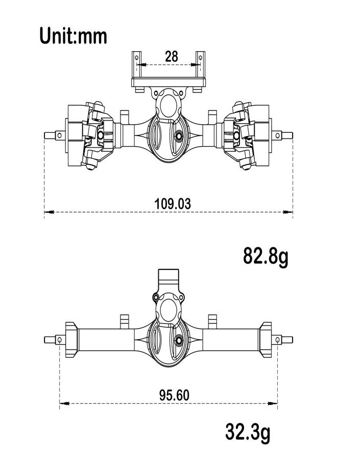 MEUS RACING 5mm ISO V2 SCX24 Axles with 3-Section CVD with Servo and Servo Horns for Axial 1/24 SCX24 RC Crawler (Black) - Image 2