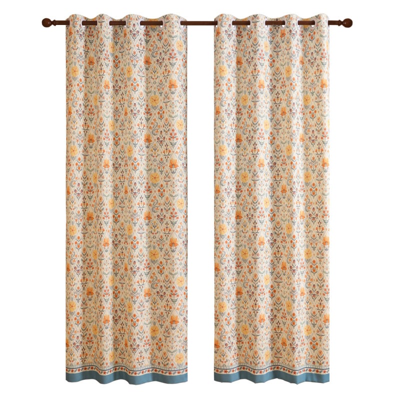 ISAENNE Vintage Linen Semi Blackout Cottage Curtains with Grommets,Western Decor Curtain for Kitchen Bedroom Living Room Dining Room Window,2 Panels 53 Inches Wide by 79 Inches Long -Floralsea - Image 4