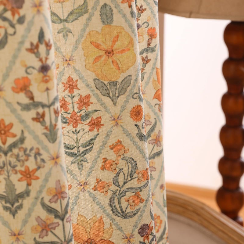ISAENNE Vintage Linen Semi Blackout Cottage Curtains with Grommets,Western Decor Curtain for Kitchen Bedroom Living Room Dining Room Window,2 Panels 53 Inches Wide by 79 Inches Long -Floralsea - Image 1