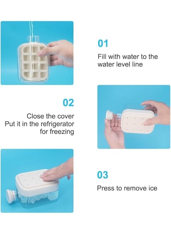 Ice Cube Bottle with Straw,2 in 1 Water Bottle Ice Cube Tray with Lid and Bin,Ice Cube Making Bottle for Home Outdoor Office Ice Making Freezer Coffee Juice Beverages (white 500) - Image 4