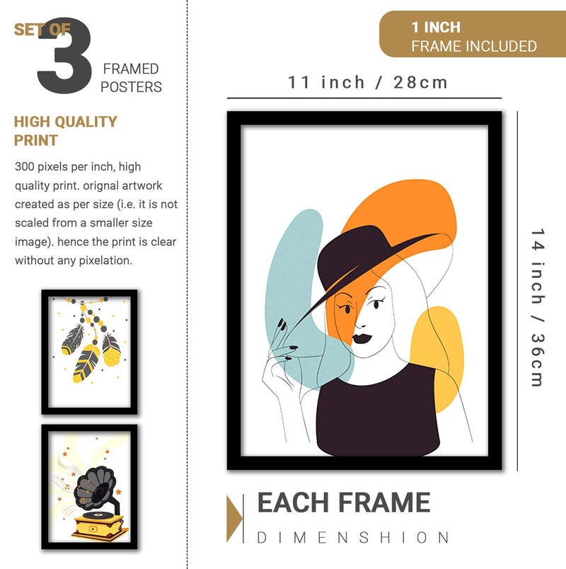 HEVEA Modern Art Framed Wall Posters/Paintings for Living Room Bedroom Office - Wall Paintings - Framed Wall Art Frames - Paintings for Home Decor (11 inch x 14 inch, Framed) SET OF 3 (Art 1) - Image 4